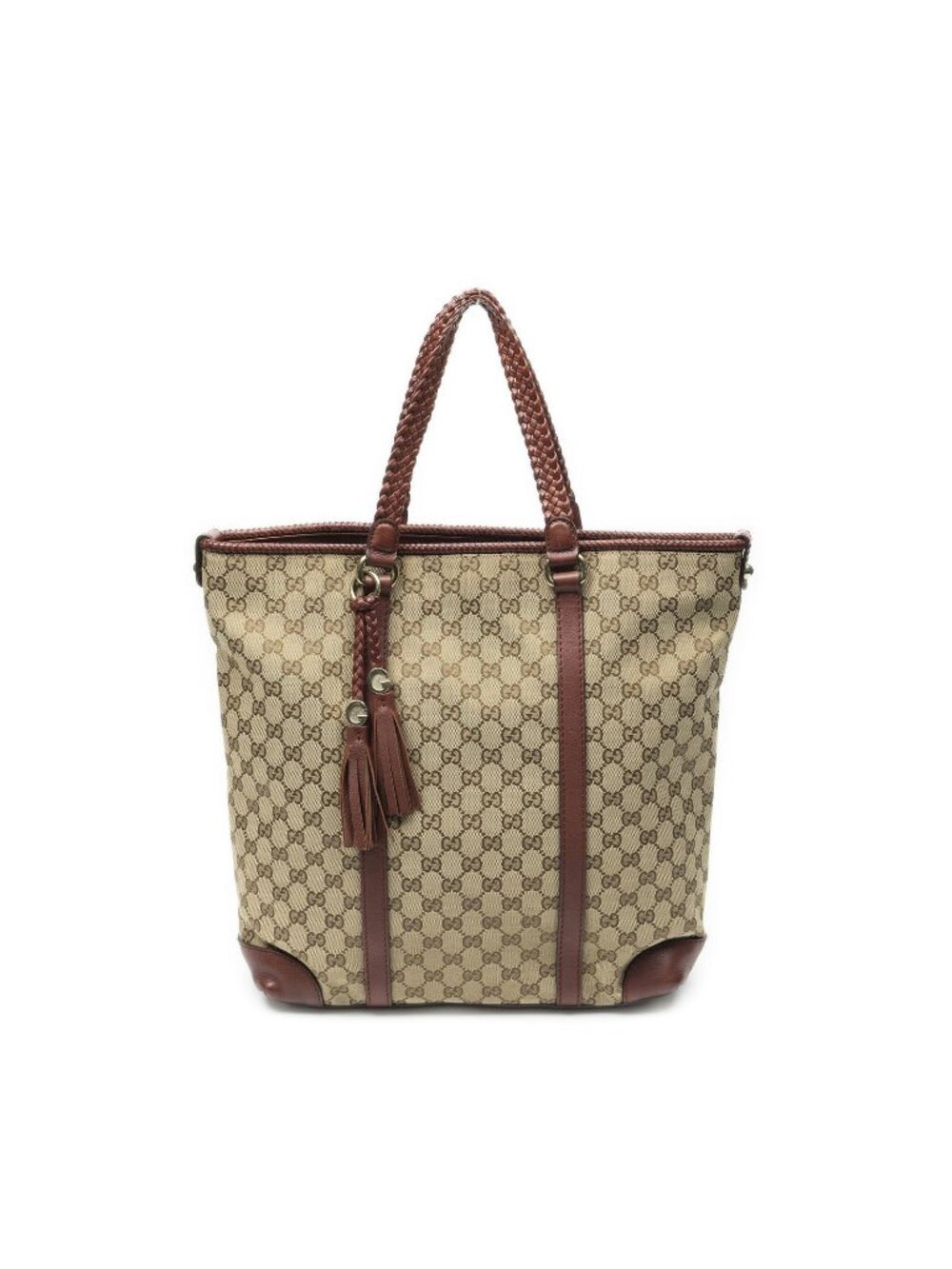 Gucci Large Marrakech Tote Bag Burgundy Beige GG Canvas